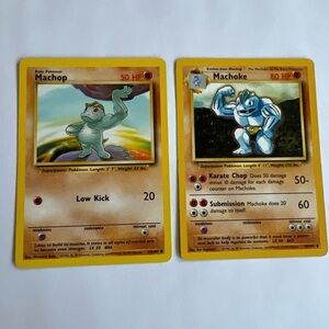 Pokemon 1995 Machop Machoke Two Set Of cards Collectors Game Vintage